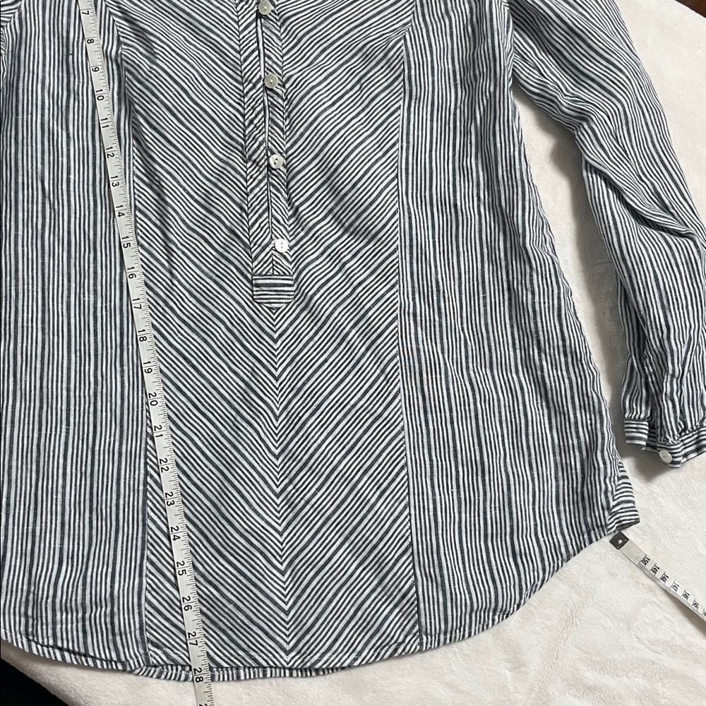 J. Jill Black and White Striped Linen Top - Picture 8 of 8